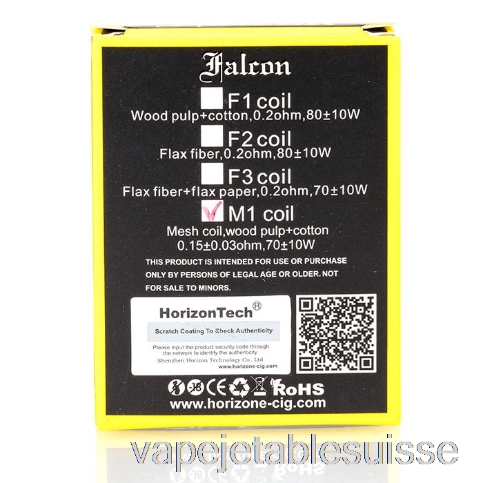 Bobines De Remplacement Vape Suisse Horizon Falcon 0,15ohm Bobines De Maille M1